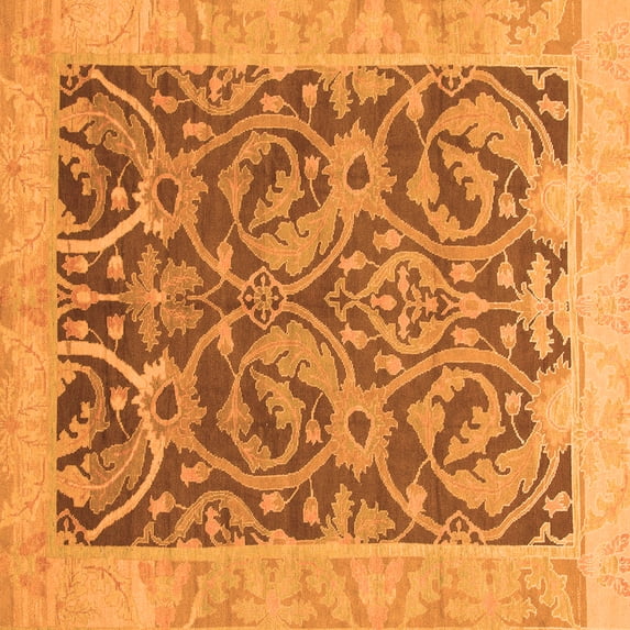 Ahgly Company Indoor Square Abstract Orange Modern Area Rugs, 3' Square