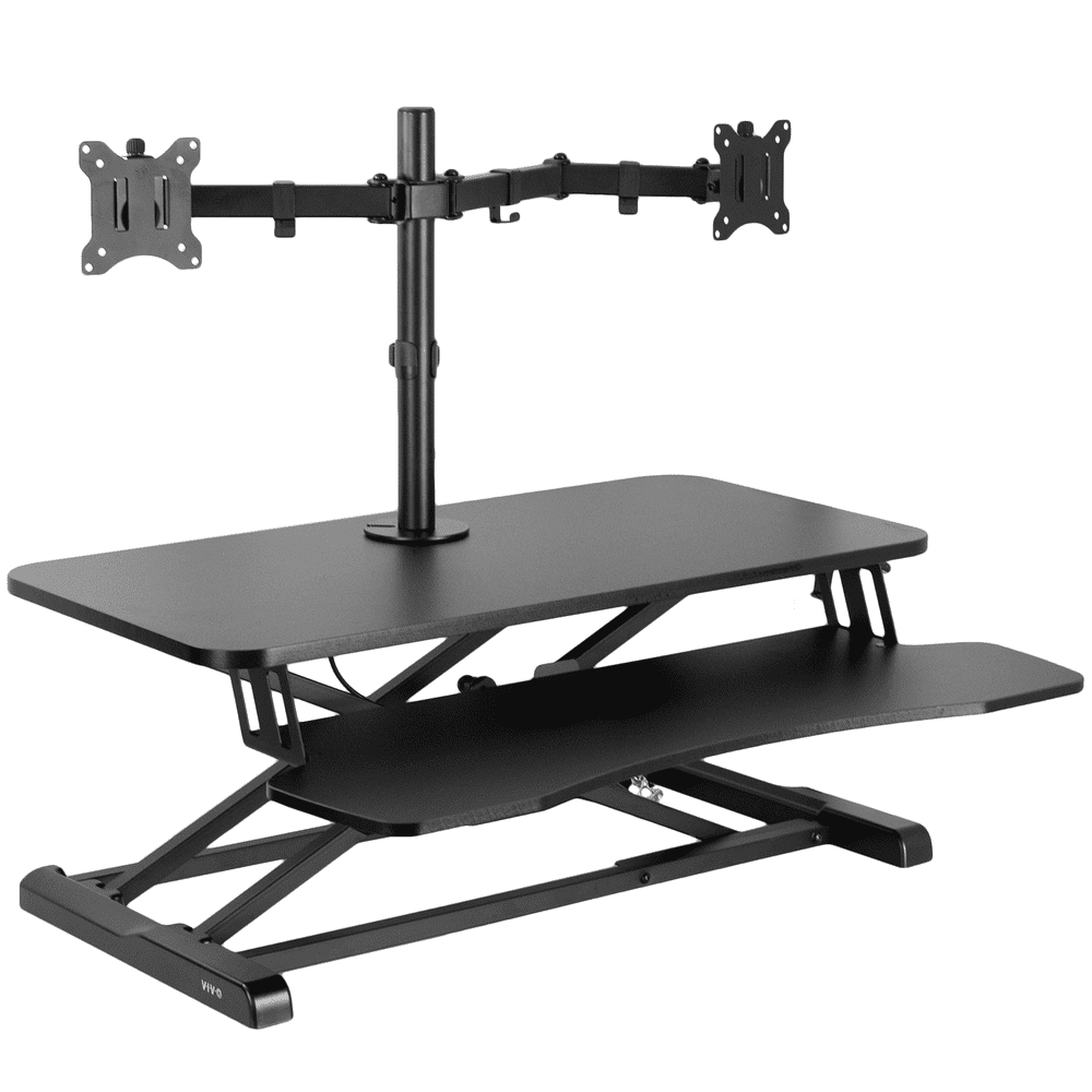 VIVO Black 32" Standing Desk Riser with Adjustable Dual 13" to 30