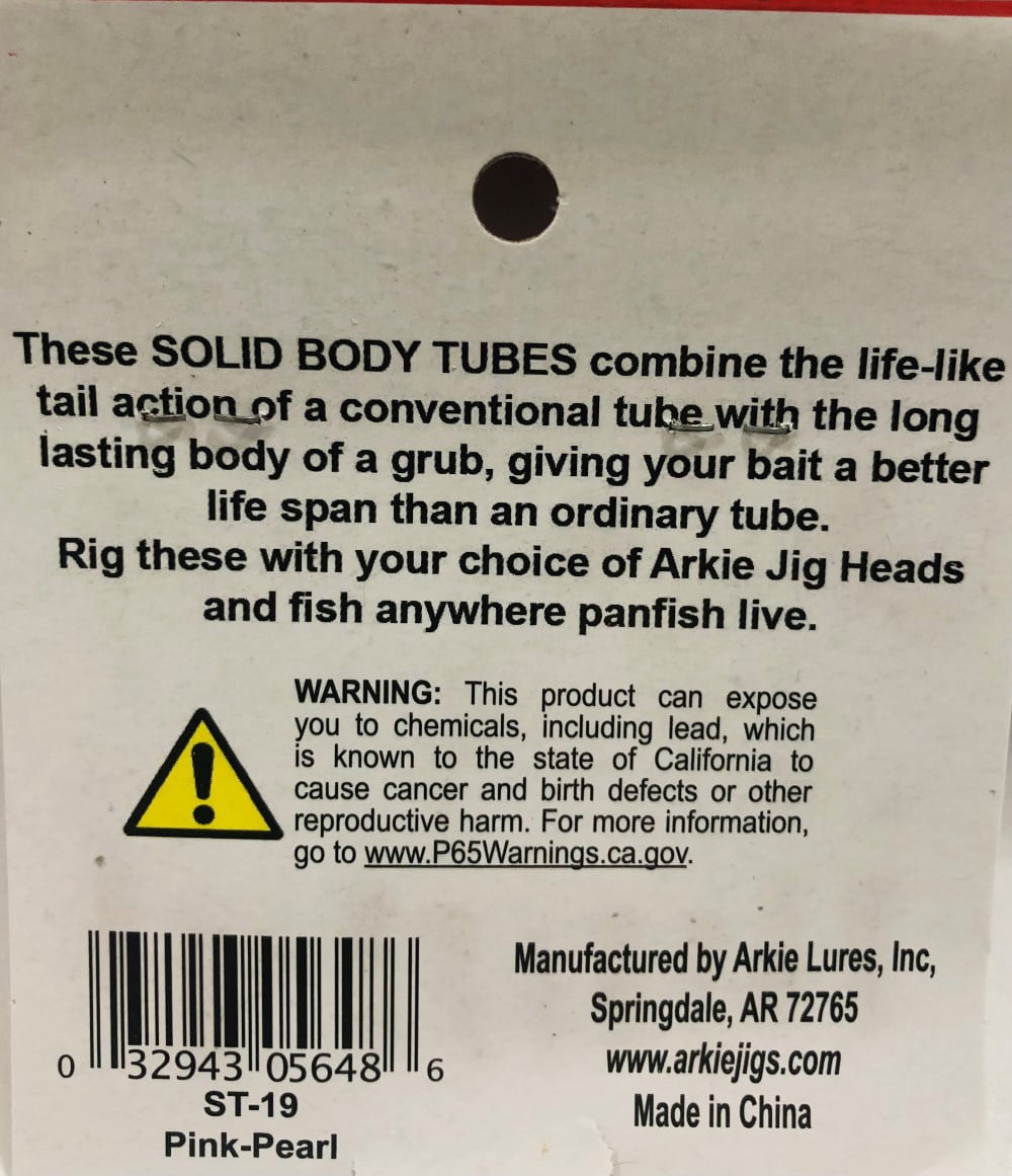 Arkie Lures Solid Body Fishing Tube, Color Red/Pearl