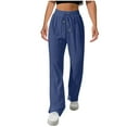 thumbnail image 1 of Chbgutlmr Womens Pants High Waist Drawstring Solid Color Pants Ruched Lightweight Casual Straight Leg Trousers, 1 of 8