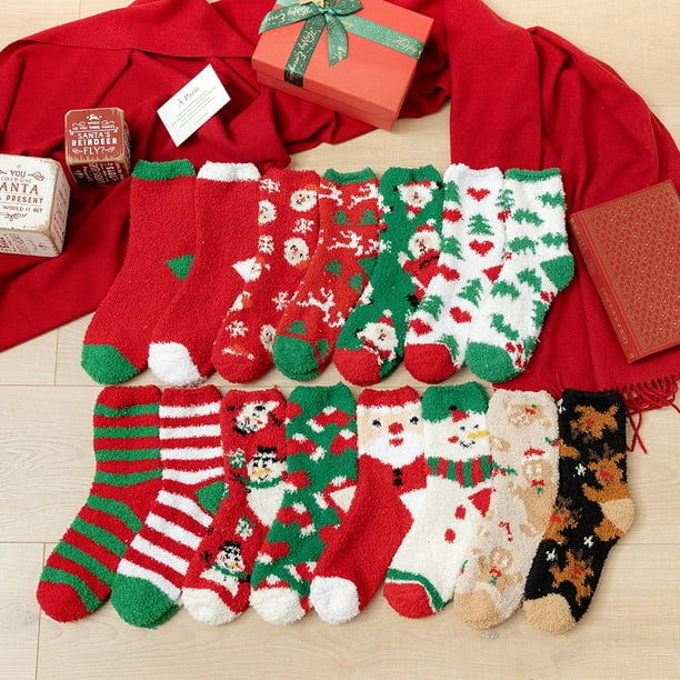 Adult Christmas Holiday Socks Warm Winter Cozy Socks Fuzzy Socks With