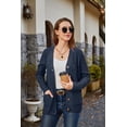 thumbnail image 4 of Women's Long Sleeve Cable Knit Sweater Open Front Cardigan Button Loose Outerwear, 4 of 6