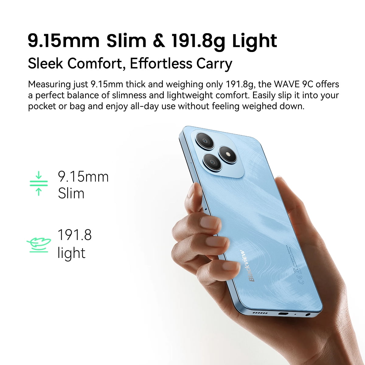 Blackview WAVE 9C 64GB ブルー Blackview Wave 9C Unlocked Android Phones, Android 15 Cell Phone