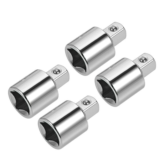 Uxcell 4pcs 1/2" Drive (F) x 3/8" (M) Socket Reducer Adapters, Female to Male, Cr-V Steel(Silver)