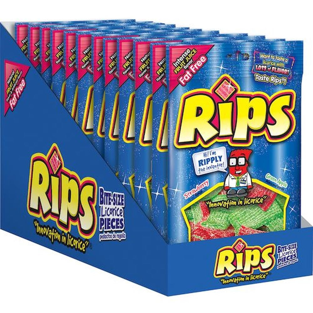Rips Bite Size Strawberry Apple Licorice Candy Pieces, 4 Ounce -- 12 per Case.