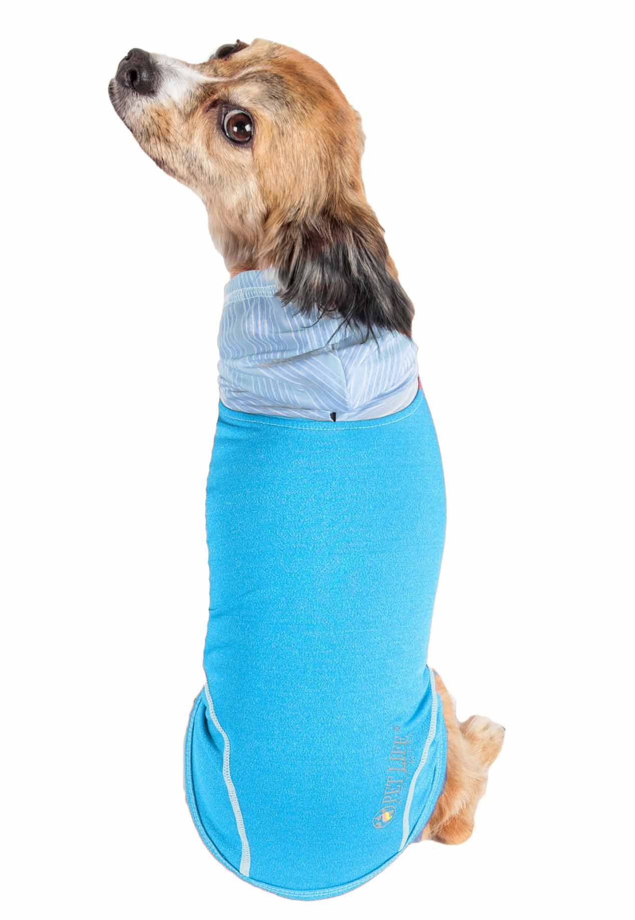 Green Medium Pet Life Active Pull-Rover Premium 4-Way Stretch Two-Toned Performance Sleeveless Dog T-Shirt Tank Top Hoodie 