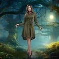 thumbnail image 5 of MYATED Womens Renaissance Costumes Halloween Costume for Womens Vintage Hooded Costume Medieval Dress High Low Pullover Dress,Green,M, 5 of 6