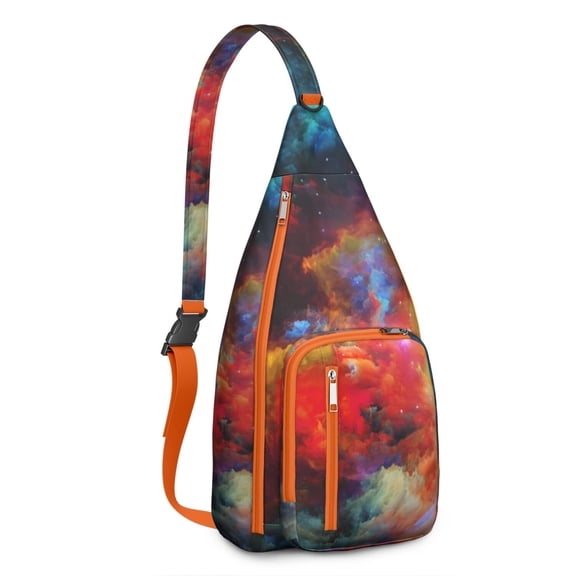Starry Night Sky Chest Bag - Van Gogh Inspired Space Print Sling Pack (Water-Resistant)