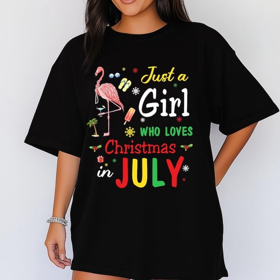 Who Loves Christmas in July Shirt, Funny Summer Flamingo Tee, 4th of July Patriotic Beach Shirt, Red White and Blue Vibes TH240608