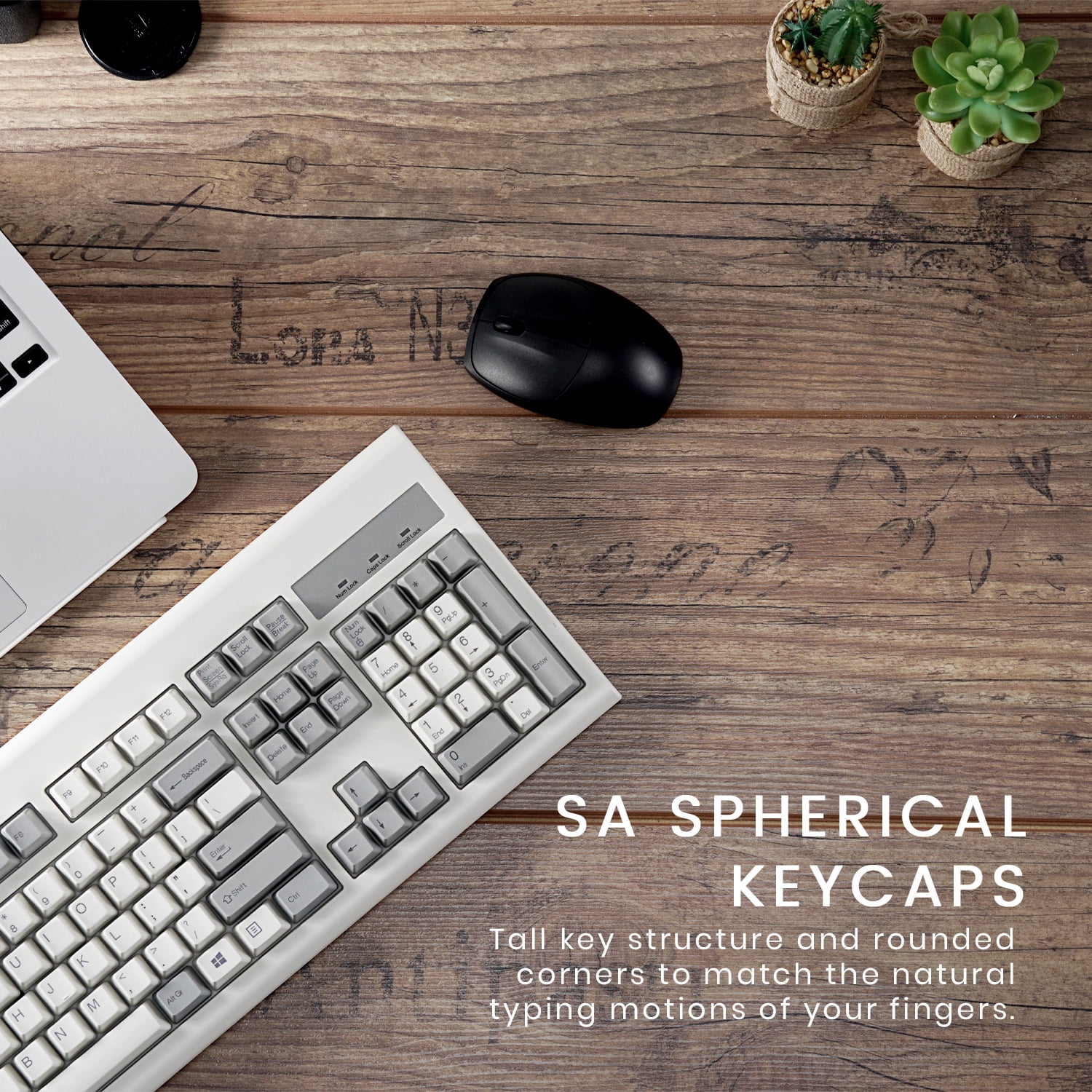 Perixx Periboard-106M, Wired Performance Full-Size USB Computer Keyboard, Curved Ergonomic Keys, Classic Retro