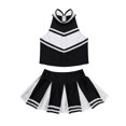 thumbnail image 3 of LiiYii Girls Cheerleading Stage Outfit Sleeveless Zippered Tops with Pleated Skirt Set for School Party Black 12, 3 of 7
