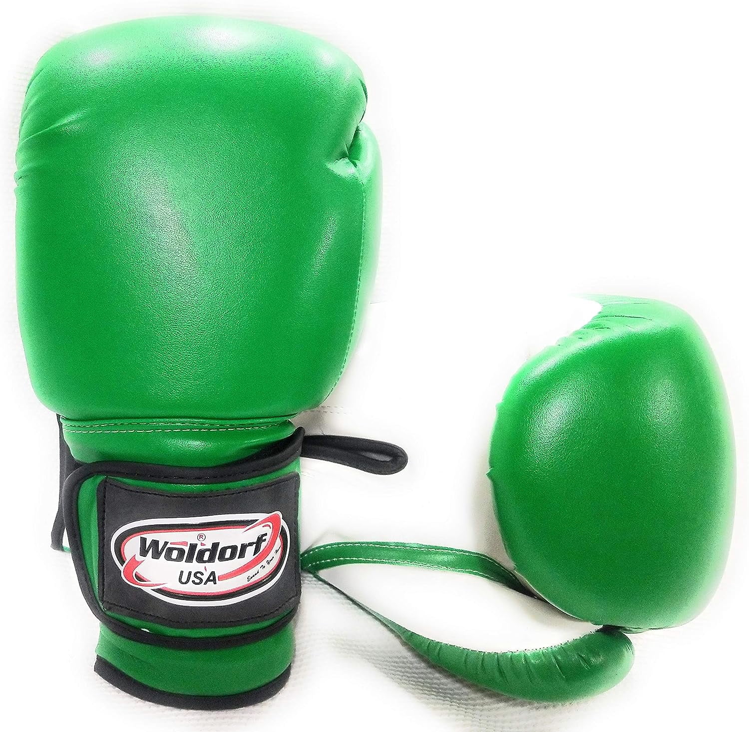 Woldorf USA Boxing Bag Gloves in Vinyl 14oz Green Sparring, Grappling, Kickboxing, Fighting Gloves, Muay Thai Training Gloves, Heavy Bag Speed Punching Gloves.