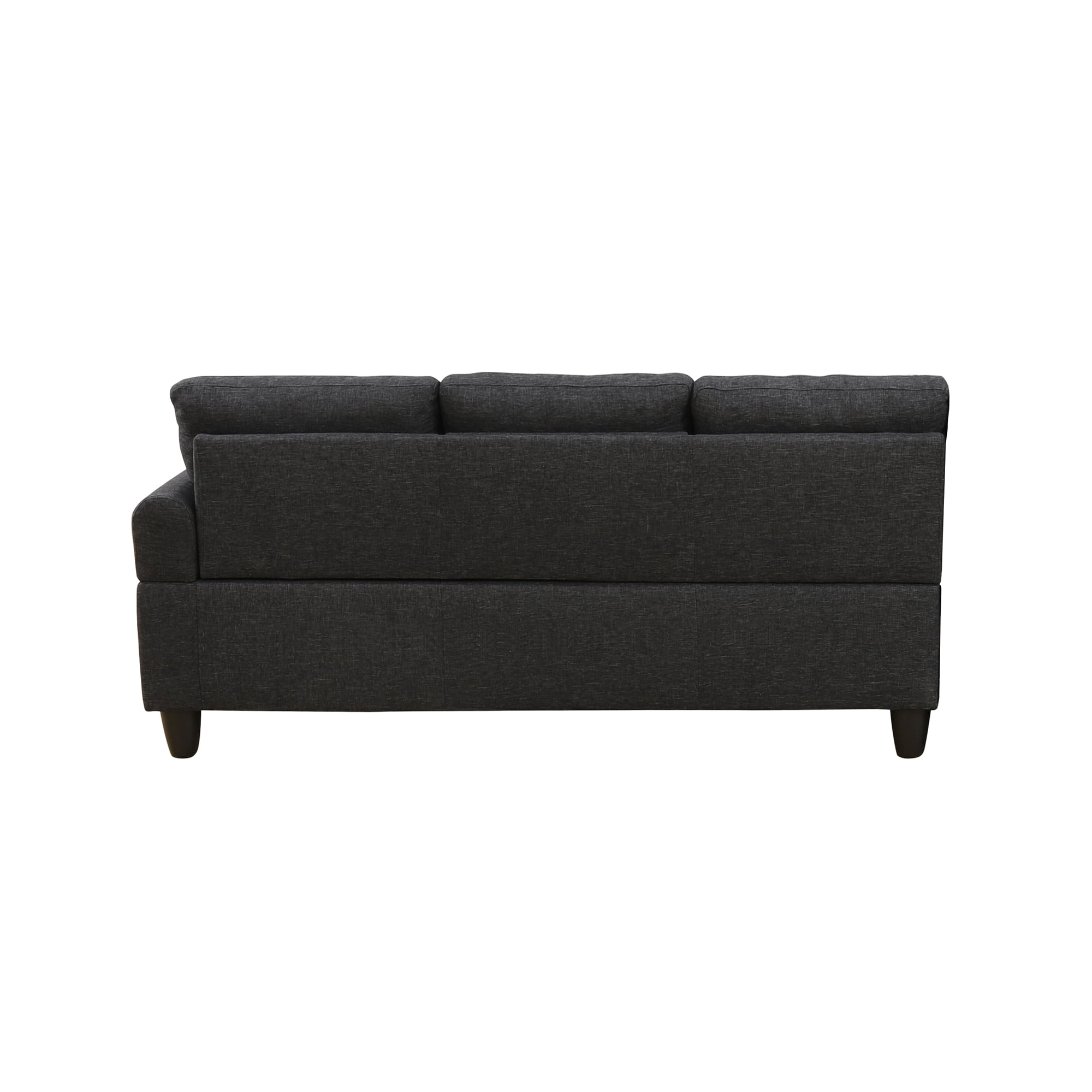 Leumius L-Shaped Sectional Sofa, Modern 4-Seat Couch with Built-in Cup Holders, Upholstered Fabric Sectional Couch with Left Facing Chaise for Living Room, Apartment, Office,Black