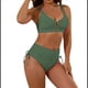 thumbnail image 3 of Trajes de Baño de Cintura Alta para Mujer, Trajes de Baño con Control de Abdomen, Conjuntos de Bikini de Dos Piezas con Frunces Cruzados y Recortes. Verde XXL, 3 of 8