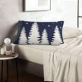 thumbnail image 3 of Christmas Pillow Covers 12x20 Inch Set of 2 Navy Blue Cream Christmas Tree Snowflakes Decor Throw Pillows Winter Xmas Holiday Outdoor Lumbar Cushion Cases for Couch Bed Decorations, 3 of 5