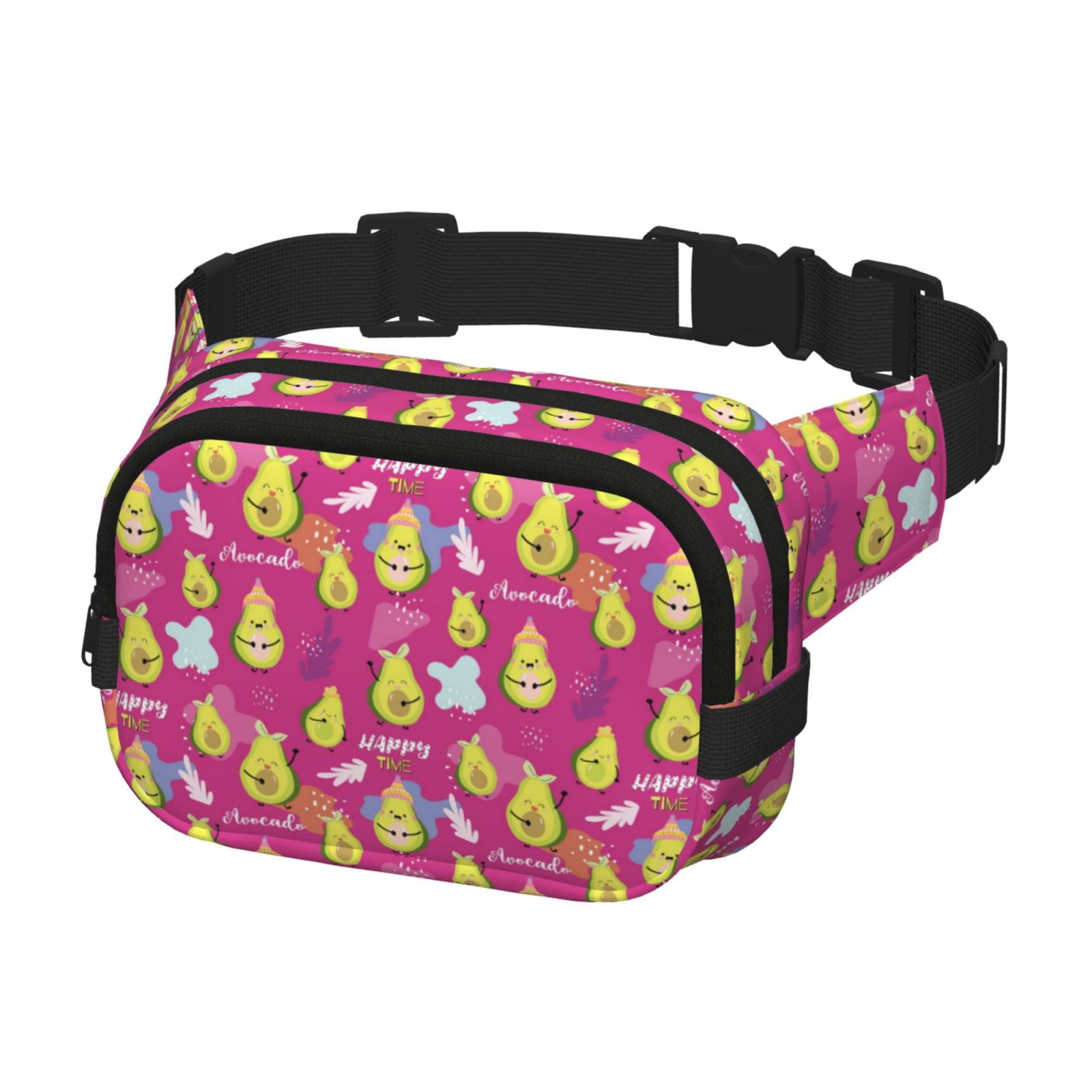 Picia Green Avocado Print Square Double-Layer Waist Bag Mini Adjustable Waist Belt Bag Exercise Running Travel Hiking