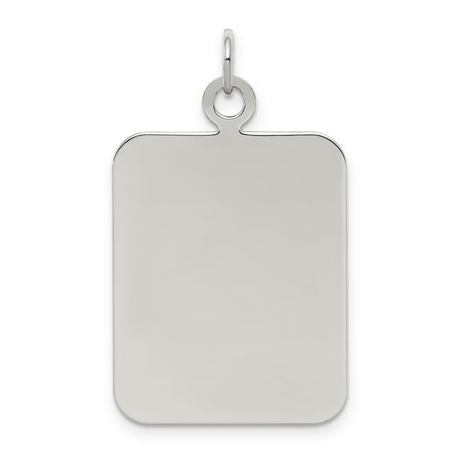 SS Rh-plt Engraveable Rectangle Polished Front/Satin Back Disc Charm QM446/35 (33mm x 20mm)