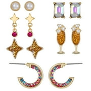 Packed Party Women's Goldtone 'Tis-The-Season Holiday Motif Earring Set, 6 Pairs