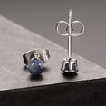 thumbnail image 4 of Sapphire Titanium Earrings Solitaire Blue Black Gemstone Piercing Ear Studs Hypoallergenic Surgical Stainless Steel for Woman Man Girls 3mm, 4 of 5