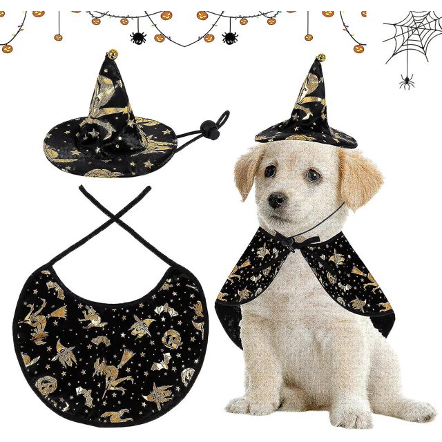 Disfraz de Halloween para mascotas YONGSHENG capa y sombrero de mago con campana
