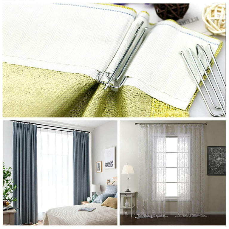 Curtain Accessory, 10 Meters/10.9 Yards White Curtain Tape Curtain Heading  Deep Pinch Pleat Tape with 20 Pcs Stainless Steel 4 Prong Curtain Pleater  End Tape Hooks Clips for Curtain DIY 