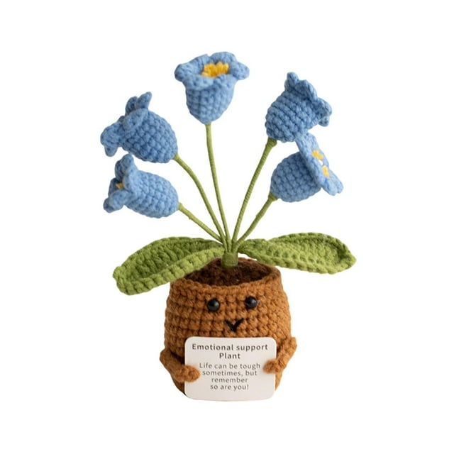 Mini Positive Crochet Potted Crochet Of The Valley With Positive Cards Inspirational Crochet Flower Pot Decoration Positive Crochet Toy