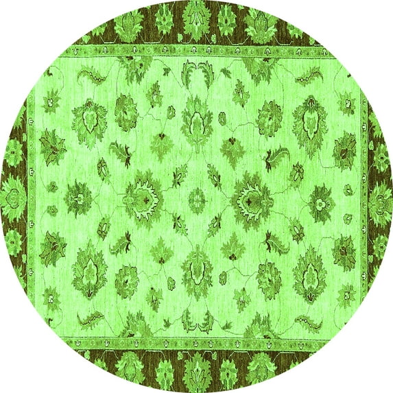 Ahgly Company Indoor Round Oriental Green Traditional Area Rugs, 7' Round