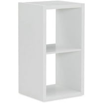 Two Cubby Wood Storage Cabinet in White