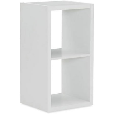 Two Cubby Wood Storage Cabinet in White