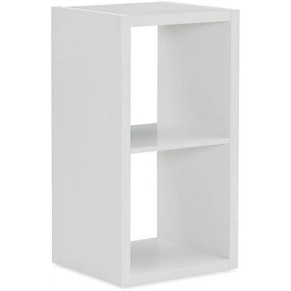 Two Cubby Wood Storage Cabinet in White