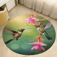 thumbnail image 4 of Flower Hummingbird Soft Bedroom Round Area Rug, Washable Cute Nursery Circle Throw Mat, Non-Slip Contemporary Small Low Pile Floor Carpet for Dorm Bedside, 4 of 6