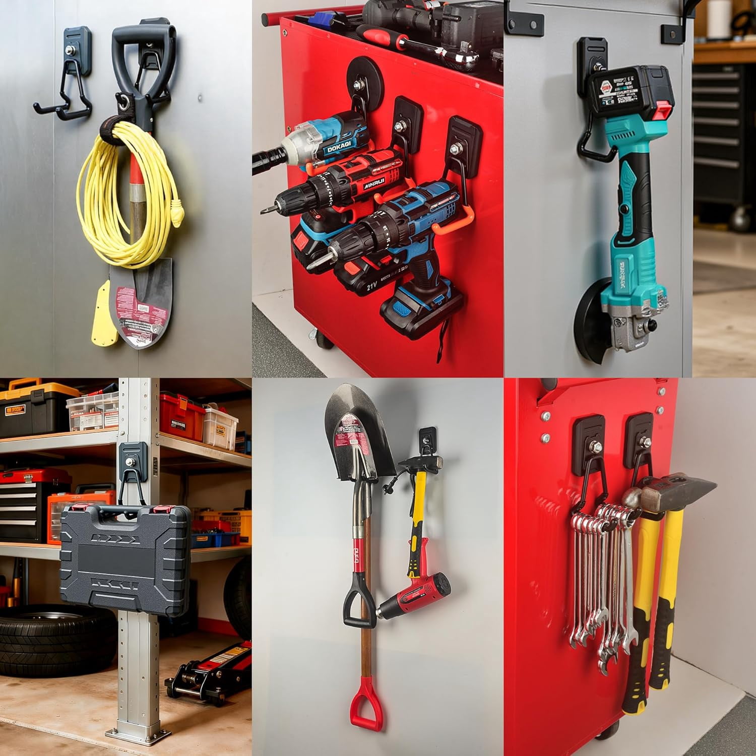 4 Pack Heavy Duty Garage Magnetic Hooks Extra Large Anti-Slip Coated Utility Magnet Tool Organizer for Hanging Garden Hoses Pegboard