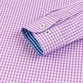 thumbnail image 6 of BiZtdJrK Men's Color Block Plaid Shirts Slim Fit Long Sleeve Button Down Blouse Tops Business Casual Lapel Dress Shirts Light Purple XL Ofertas Flash, 6 of 8