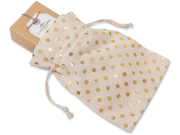 5 x 7 1/2 Inch 50 Metallic Gold Polka Dot Favor Bags 5 x 7.5" Flat Paper Bags 