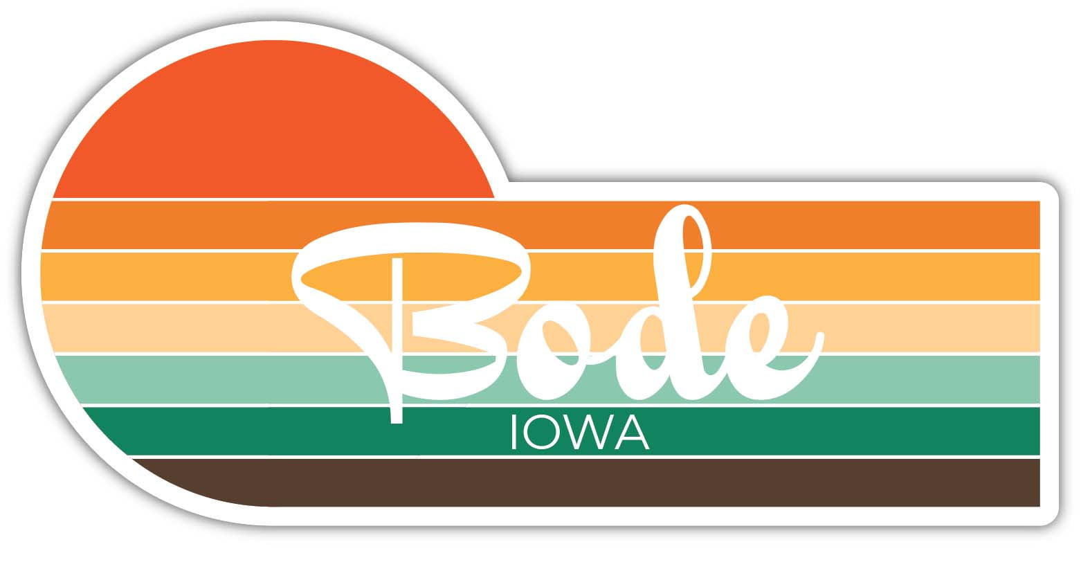 Bode Iowa 2 x 1.25 Inch Sticker Retro Vintage Sunset City 70s Aesthetic
