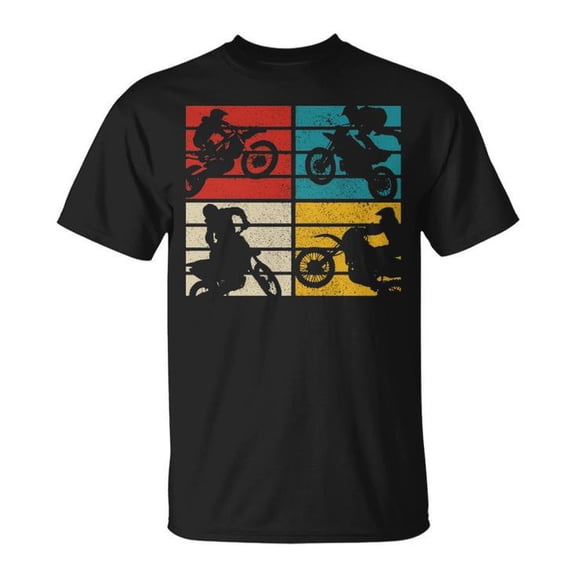 Vintage Motocross Dirt Bike Cotton Tee for Adults – Unisex MX Enduro Motorcycle Graphic T-Shirt for Bikers, Retro Style for Casual Everyday Wear, Size M, Color Black