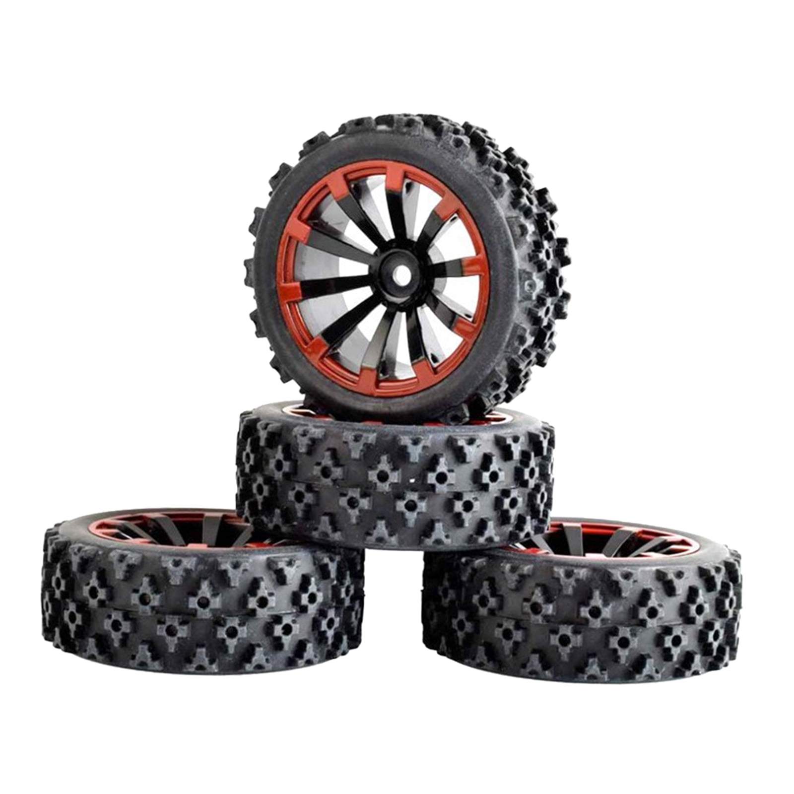 SM SunniMix 4Pcs 75mm 1/14 1/16 Scale Off Road Buggy Tires Wheel 12mm Hex Hubs for Wltoys 144001 124018 124019 RC Car F