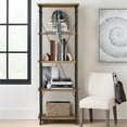 thumbnail image 2 of Weston Home Clayton 5 Shelf Narrow Wood and Metal Bookcase, Brown, 2 of 6