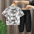 thumbnail image 2 of Boys 2-Piece Outfits 6-12 Months 12-24 Months 2t 3t 4t 5t 6t 7t Children Children'S Short Sleeve Set Cotton Summer New Boys Clothing Sets,Boys Cotton Summer Set(Black,7-8 Years), 2 of 4