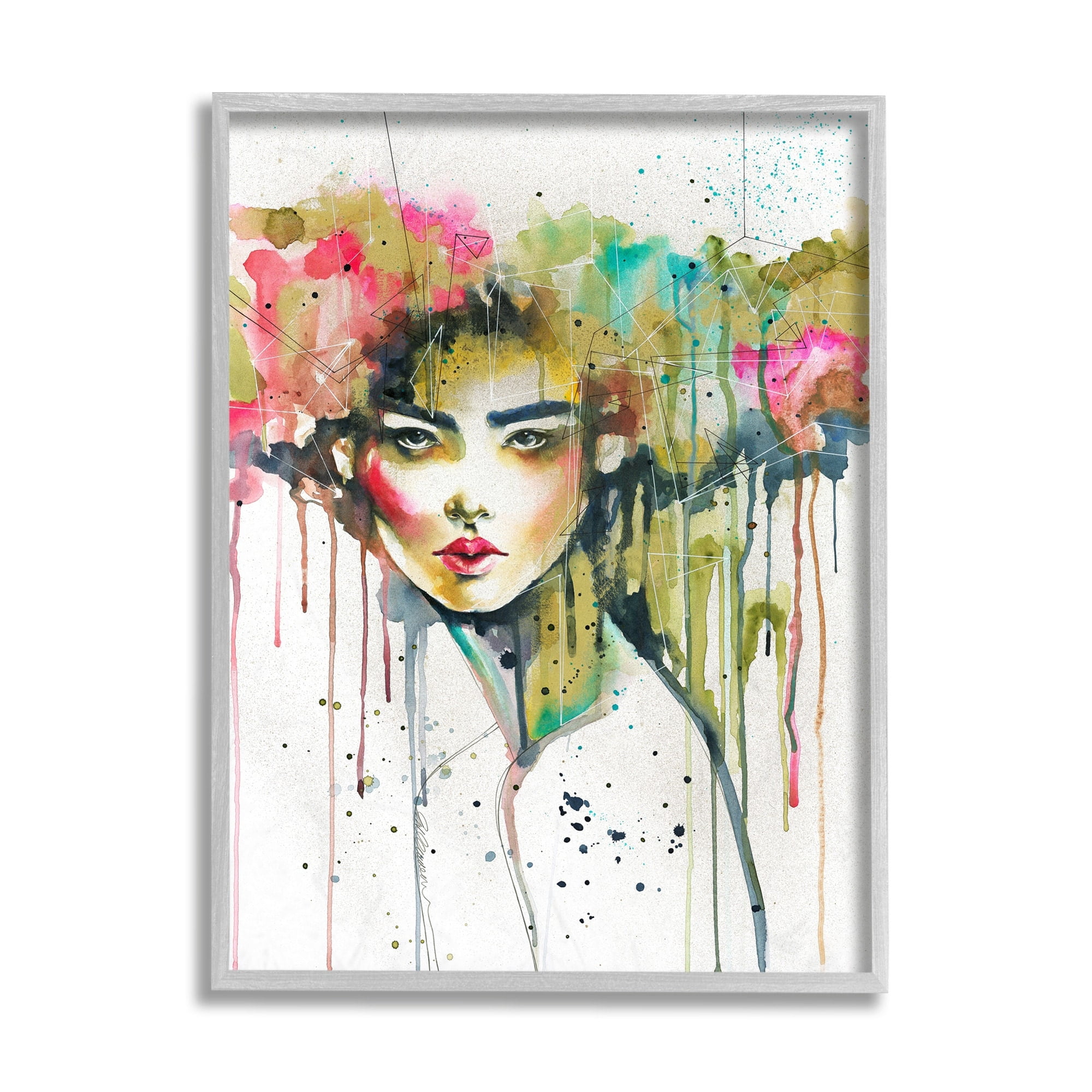 Stupell Industries Colorful Female Fashion Portrait Watercolor Crown Design by Elisaveta Stoilova