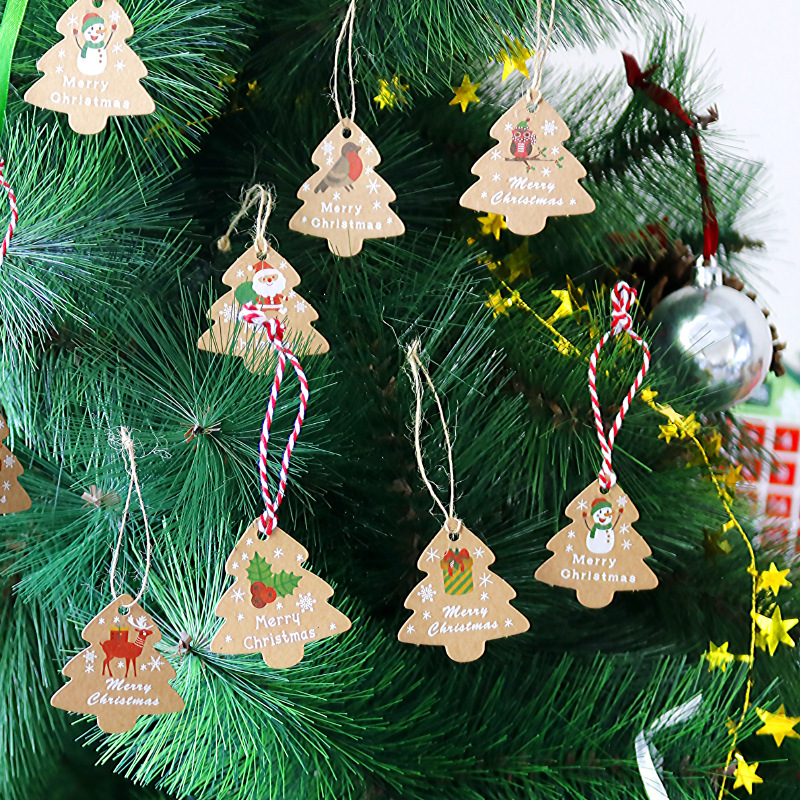 100 étiquettes Cadeaux Noël En Papier Kraft FRUHLING - 25 Motifs, Ficelle Jute Incluse - Pour Emballage DIY, Décoration
