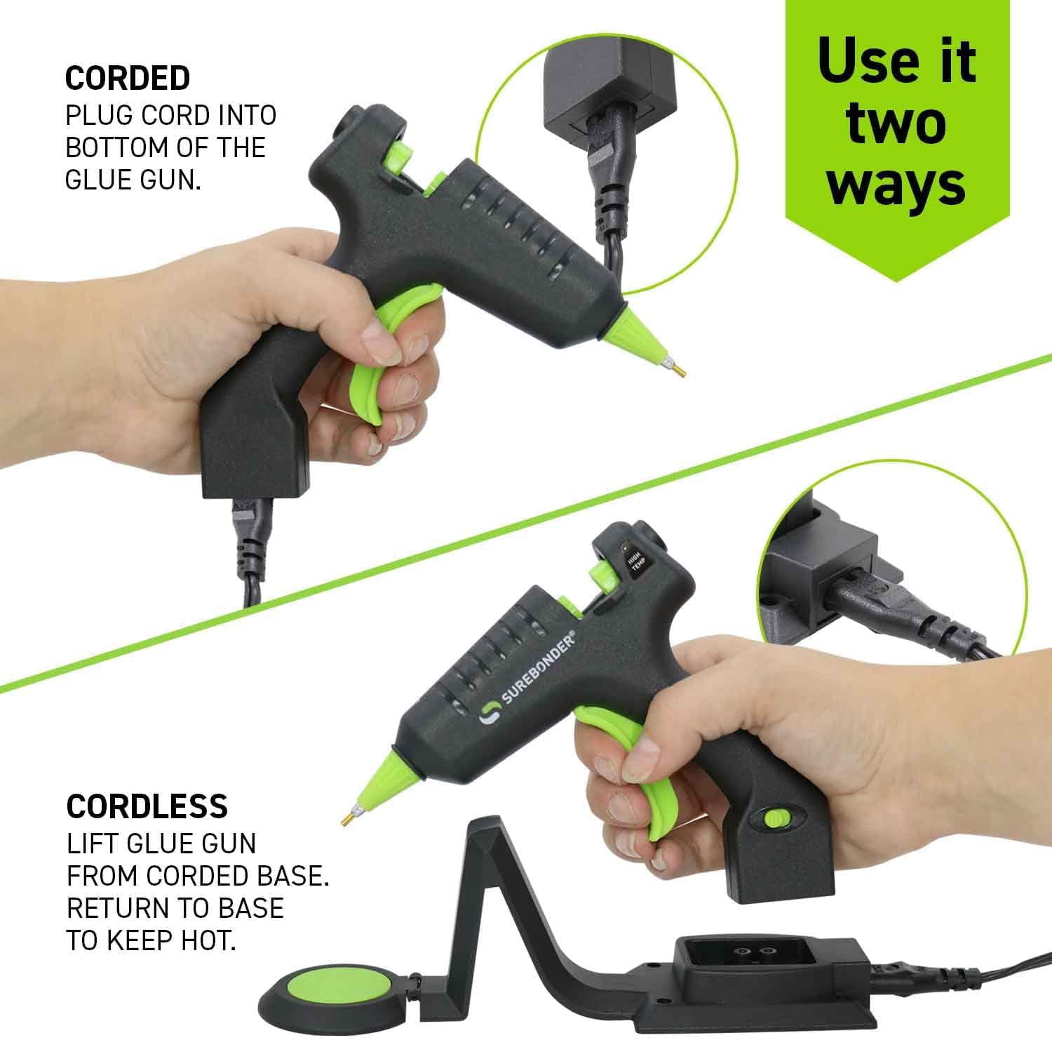 Cordless/Corded High-Temperature Mini Hot Glue Gun with Fine Tip for Detailed Crafting and DIY Projects, 20 Watts (CL-195F)
