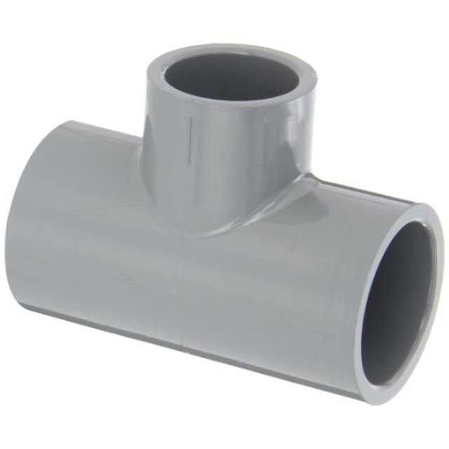 GF Piping Systems CPVC Pipe Fitting, Reducing Tee, Schedule 80, Gray, 1-1/4" x 1-1/4" x 1" Slip Socket
