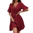 thumbnail image 1 of Txlixc Vestido suelto de manga corta para mujer con versión de línea A, ropa de verano con cuello en V de color sólido de estilo simple Txlixc Estilo de ocio, 1 of 6