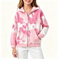 thumbnail image 5 of Girls Boys Zip Up Hoodies Sweatshirt Casual Full Zip Up Printed Long Sleeve Warm Uniform Jacket Fall Winter Fashion Coat with Pockets Pink 5-6 Years, 5 of 6