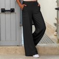thumbnail image 3 of Pantalones de mujer, pantalones de mujer, pantalones anchos, rectos, de pierna ancha, pantalones con cintura elástica, artesanía excepcional, 3 of 5