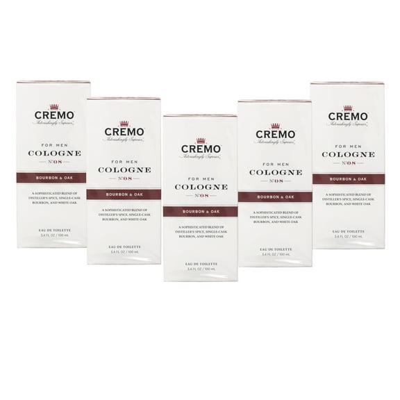 5 Pack of Cremo Spray Cologne Bourbon and Oak 3.4 Ounce