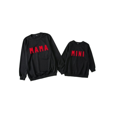 

Canis Parent-Child Matching Sweatshirt Mama Mini Print Pullover Loose Fit Shirt Top