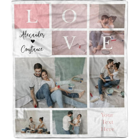 Customized Couples Blanket. Custom Photo Blankets Wedding Gifts for Couple, Valentines Gift. Blankets with Pictures Customized. (Couple Blanket 6, 50x60) Blankets