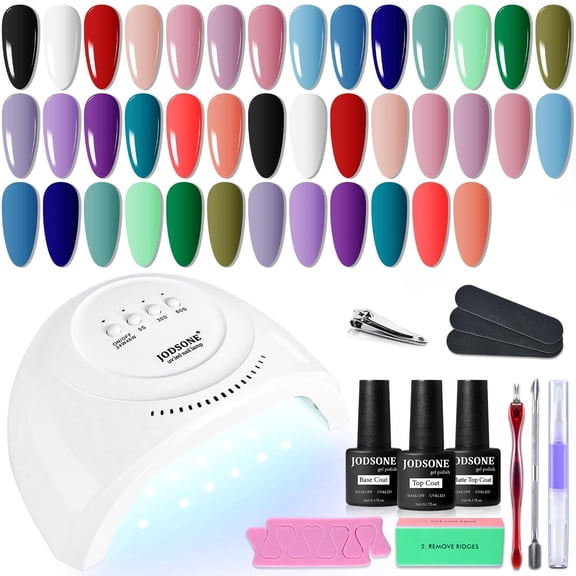 JODSONE 20 Color Vibrant Gel Nail Polish Set, Includes UV Nail Lamp, Base, Glossy, Matte Top Coat & Complete Manicure Tools